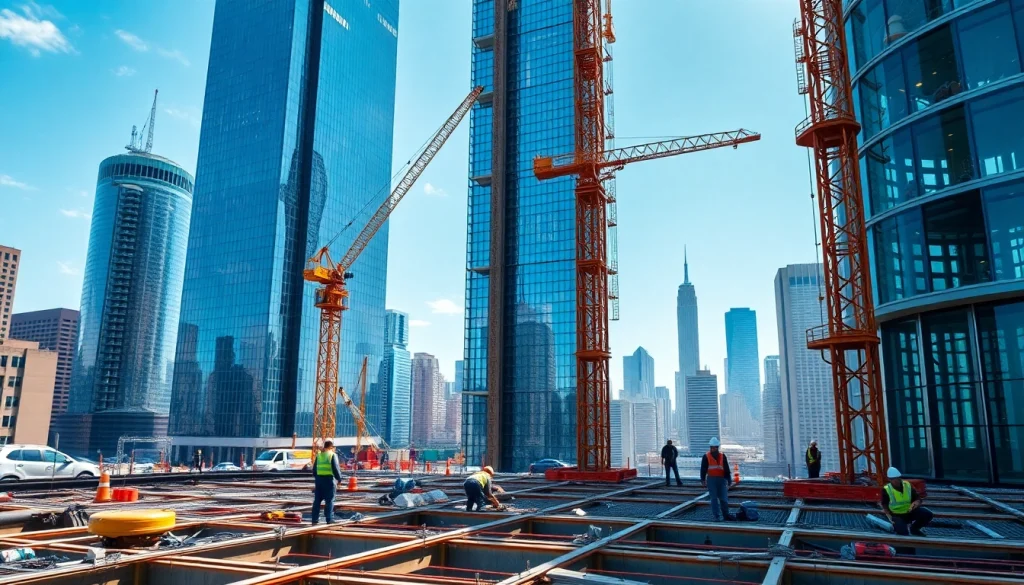 Showcasing a New York City Commercial General Contractor working diligently at a construction site.