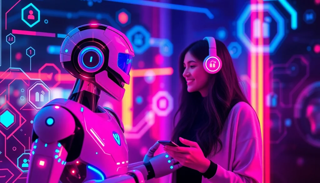 Engaging interface of a sex chat AI chatbot showcasing vibrant colors and modern design.