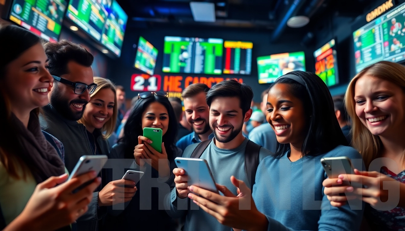 Engaged bettors enjoying online sports betting South Carolina in a vibrant sports bar setting.