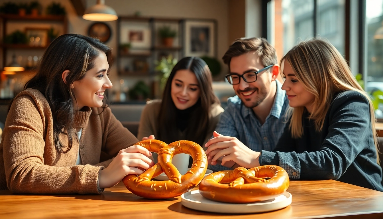 What do customers say about Pretzel warranty showcased in a cozy café conversation.