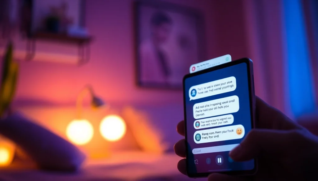 Engaging NSFW AI chat interface showcasing digital interactions with playful chat bubbles.