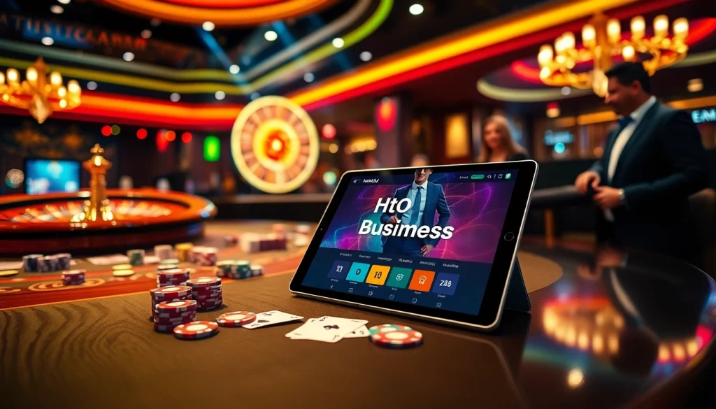Experience thrilling wins at https://nohu.business/ with poker chips, cards, and an elegant casino setting.