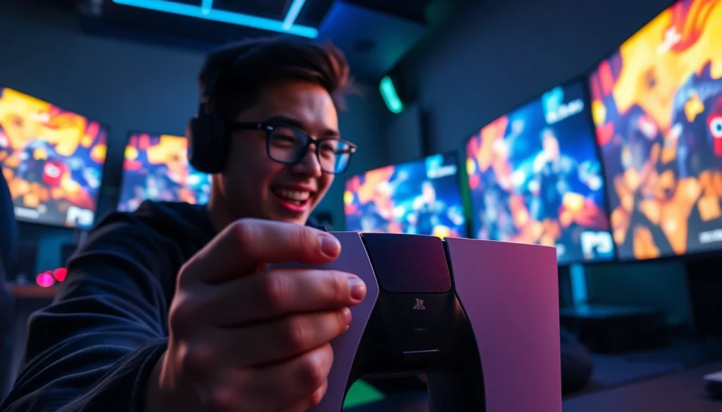Experience PS5 Pro game reviews with an immersive gaming setup featuring vibrant graphics and excitement.