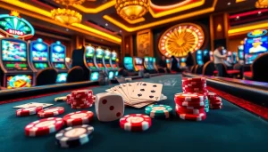 Experience the excitement of RR88 at a luxury casino table with poker chips and cards.