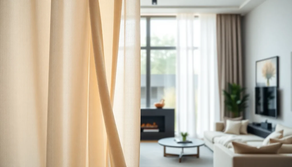 Geniet van verduisterende gordijnen die een stijlvolle uitstraling bieden in deze moderne woonkamer.