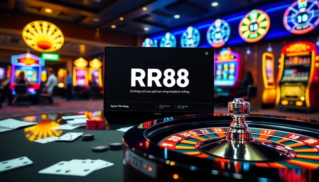 Engage in thrilling gameplay at RR88, exploring exciting casino tables with cards and chips.