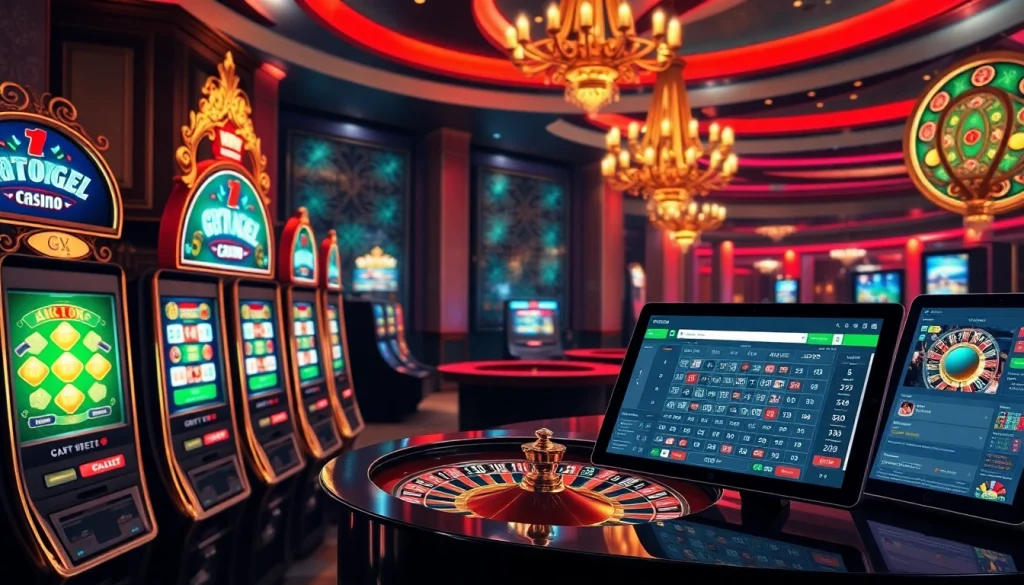 Experience thrilling jackpots at GTATOGEL's exciting online casino atmosphere with vibrant slot machines.