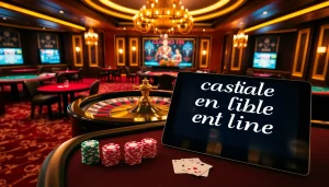 Découvrez le luxe d'un casino fiable en ligne avec des jetons de poker et une roulette dans une ambiance élégante.