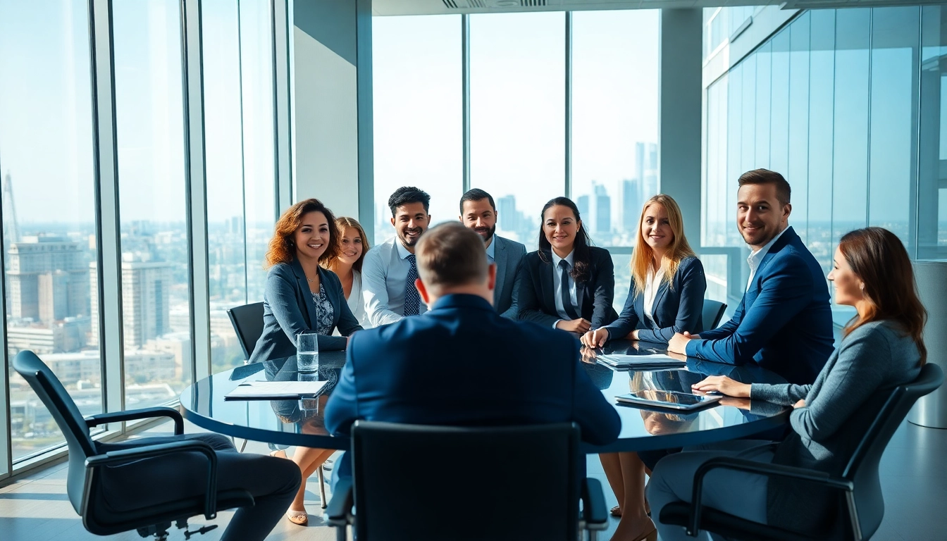 Engaging professionals analyze b2b competitive intelligence strategies in a modern office.