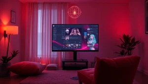 Engaging NSFW AI chatbot experience in a modern, cozy setting