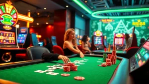 RR88 online casino interface capturing vibrant excitement with players and colorful gaming elements.