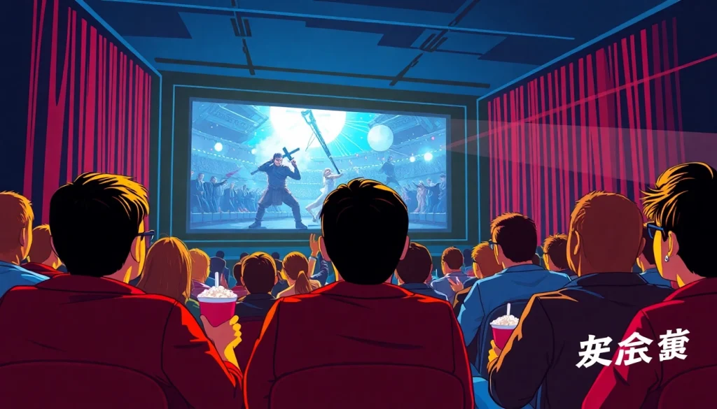 การชมดูหนังในโรงภาพยนตร์พร้อมบรรยากาศที่มีชีวิตชีวาและจอภาพขนาดใหญ่